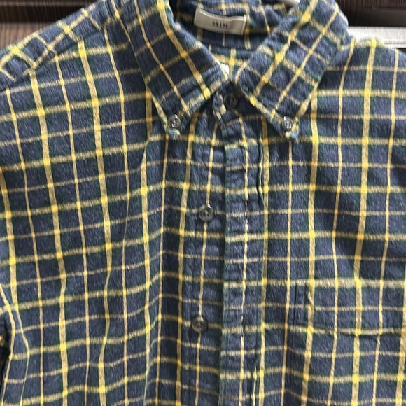 Slim J Crew Flannel Blue Green & Yellow - Picture 2 of 4